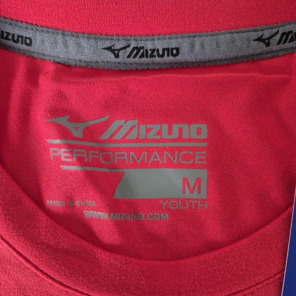 Mizuno Shirt Youth Medium Red‎ Performance Short Sleeve New - Picture 3 of 8